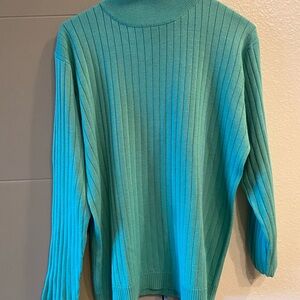 Karen Scott Aqua Ribbed Sweater